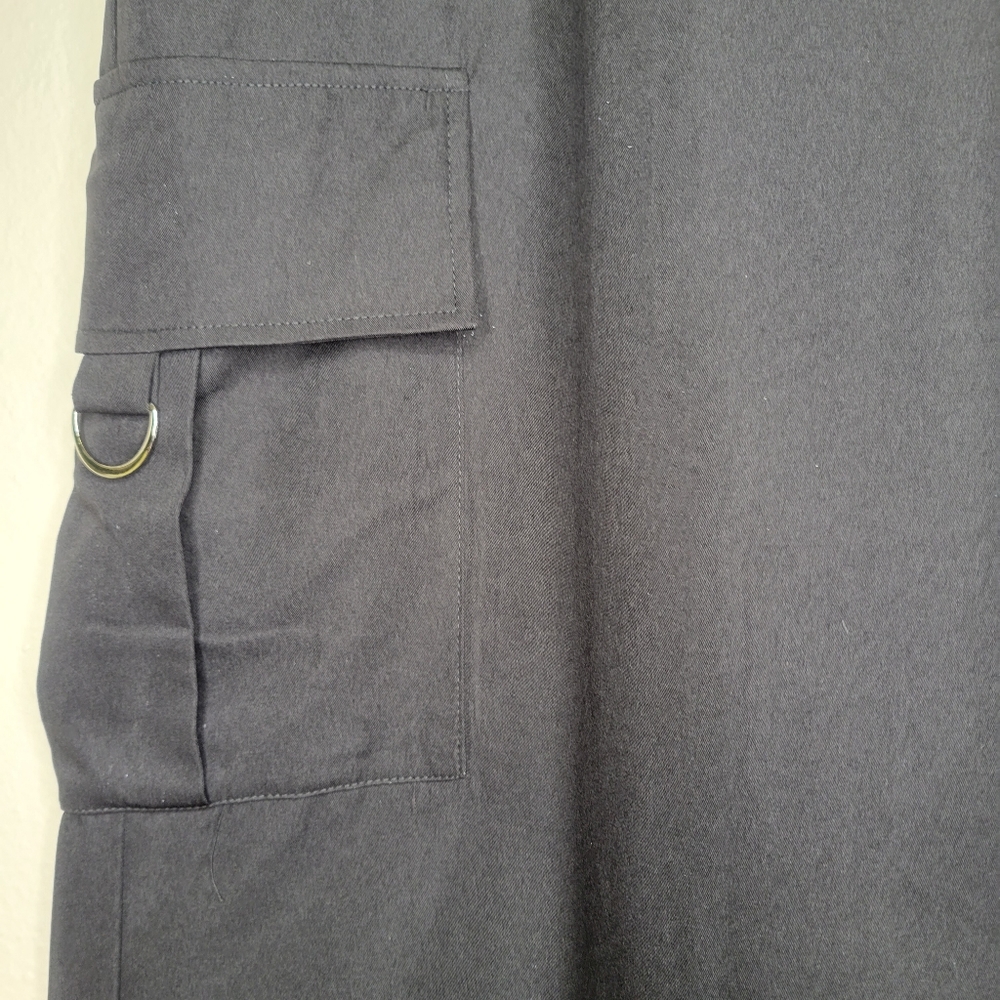 PrettyLittleThing Shape Black Buckle Detail Cargo Wide Leg Pants, Size 14 - Picture 9 of 16